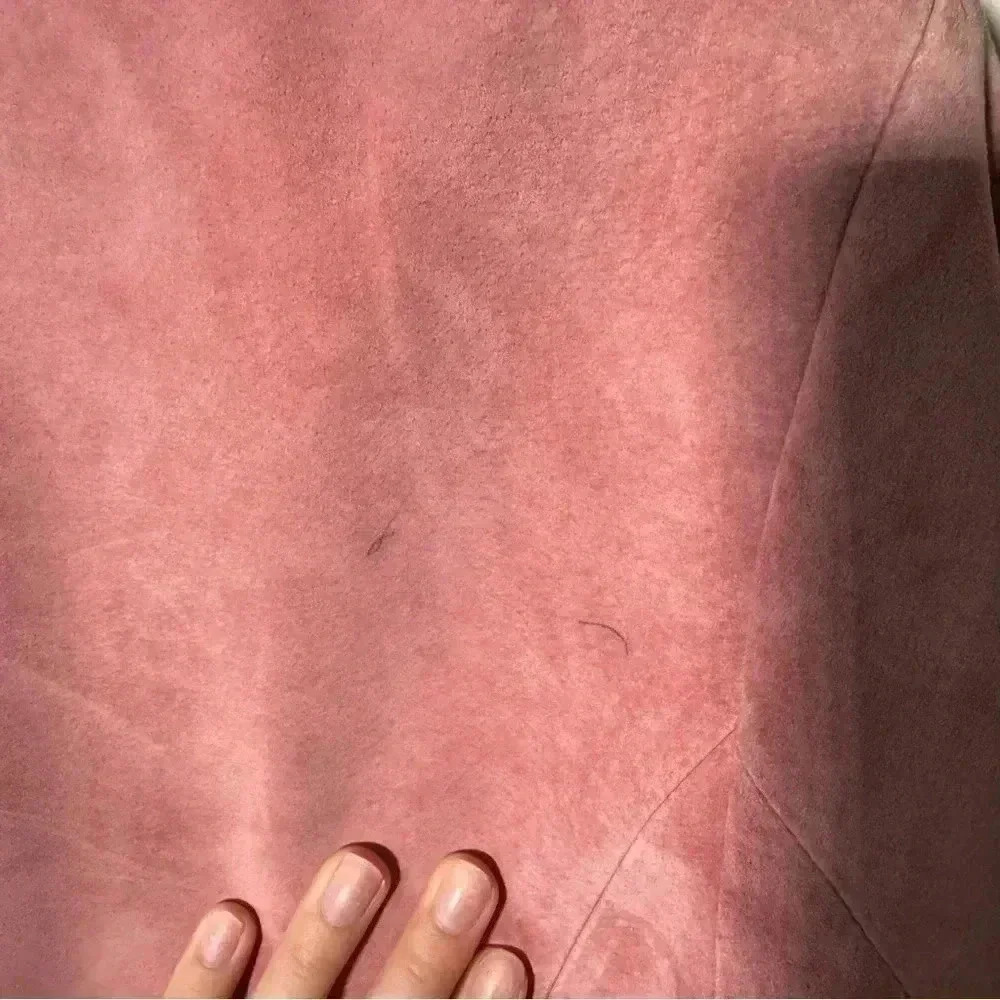 Pink suede cowgirl leather zip up jacket 1X - Picture 7 of 7